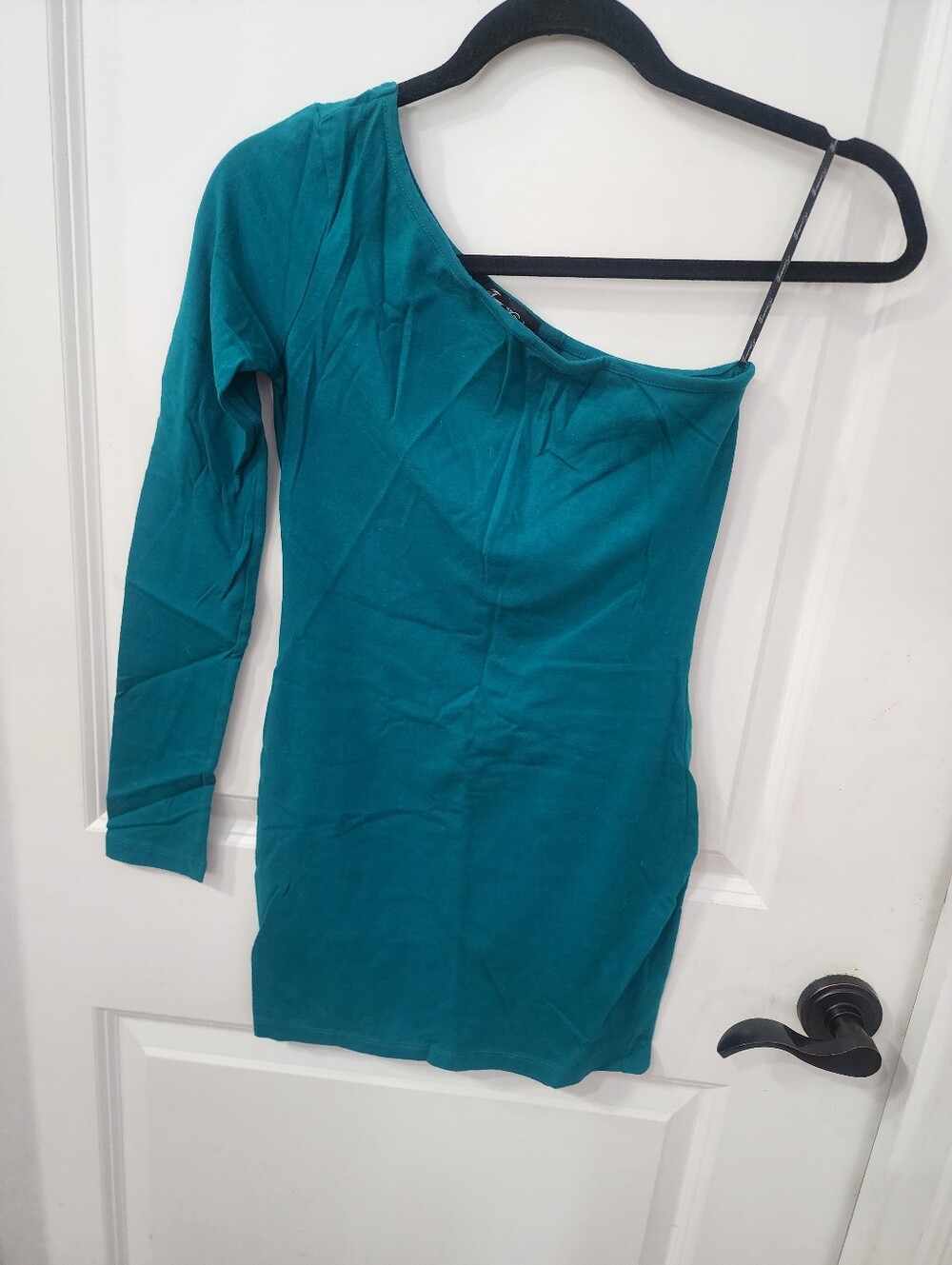 Teal One Shoulder Long Sleeve Mini Dress by Forever 21 size XS